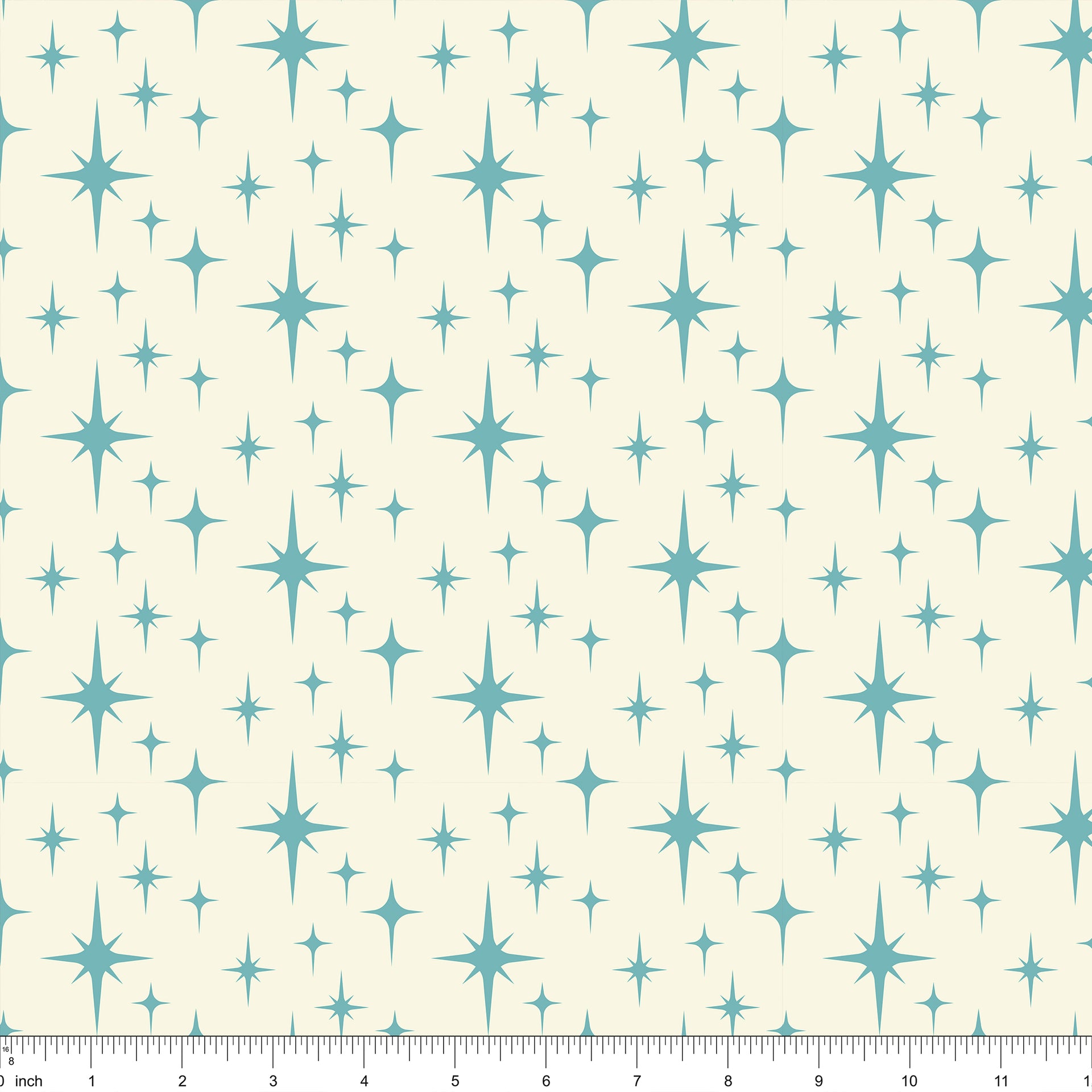 1950s Atomic Starbursts Pattern #10 Fabric - White