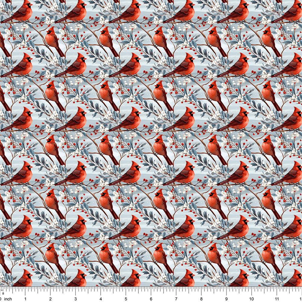 Cardinal Pretty Pattern Christmas Cardinals Pattern #3 Fabric