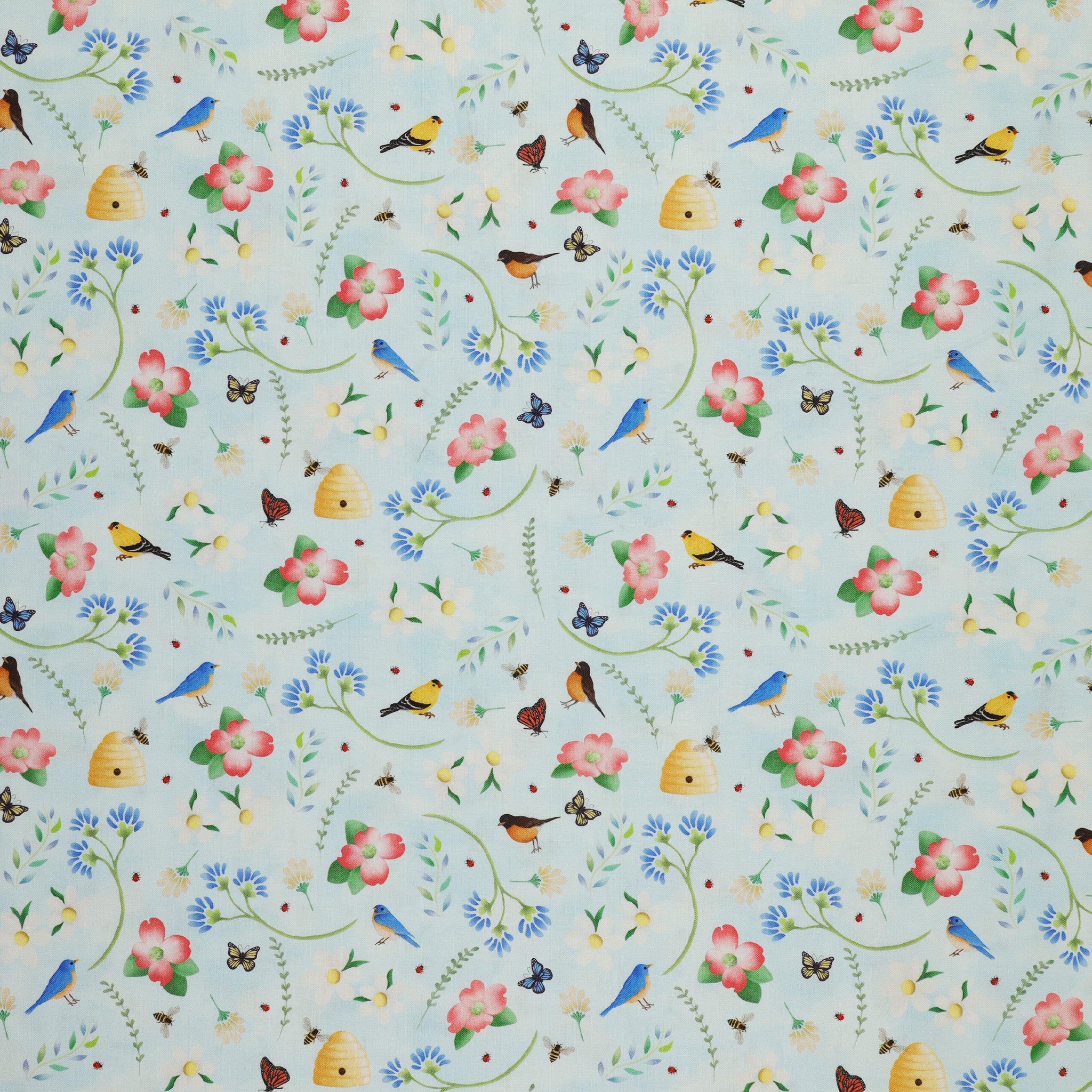 Hello Spring Fabric Collection Enchanted Spring Fabric Collection - Garden Party Blue