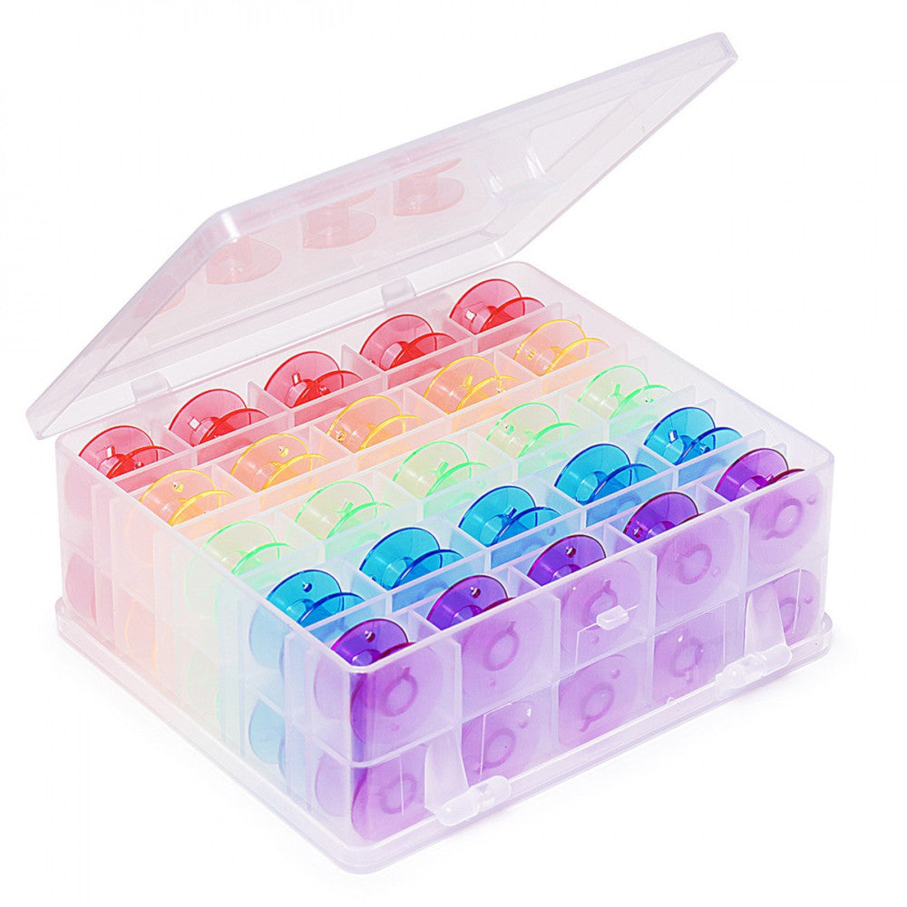 Double Sided Bobbin Box with 50 Colored Bobbins