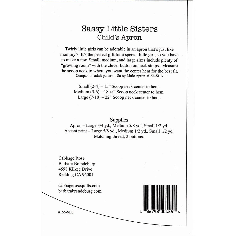 Sassy Little Sister Children's Apron, Cabbage Rose image # 39997