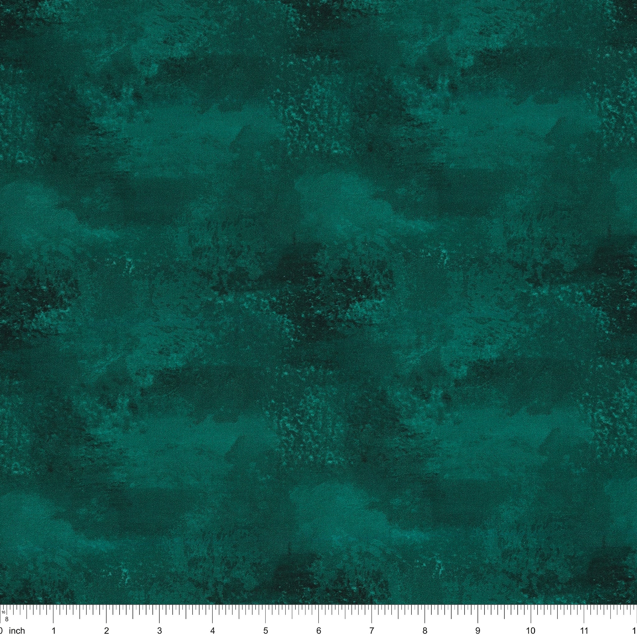 Teal mottled tonal fabric from Benartex Bushel & Bloom collection, shown with ruler for scale
