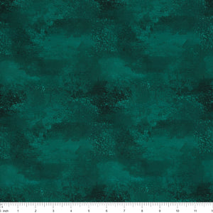 Teal mottled tonal fabric from Benartex Bushel & Bloom collection, shown with ruler for scale