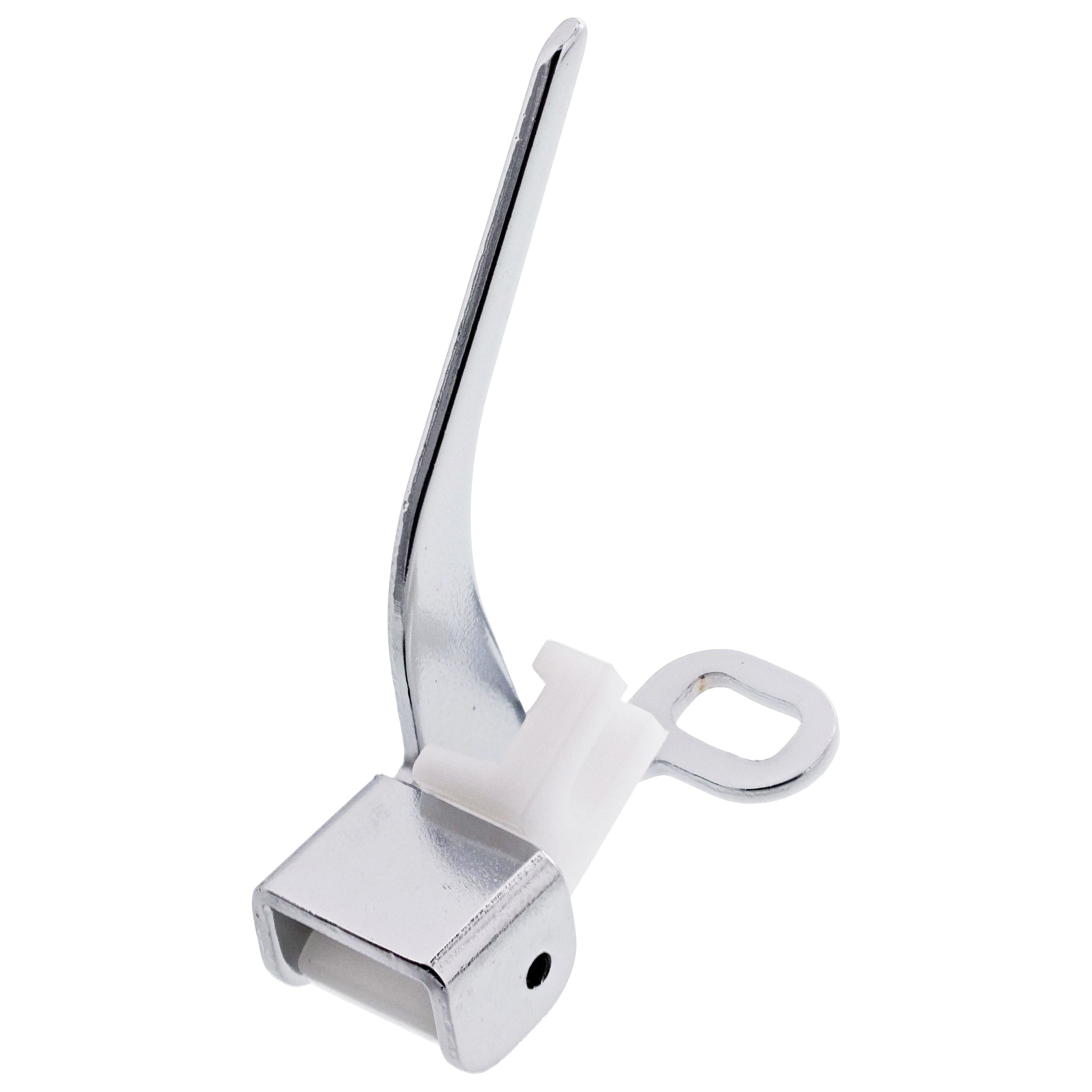 Elna darning presser foot #200127022 shown from a side angle with metal arm and clamp