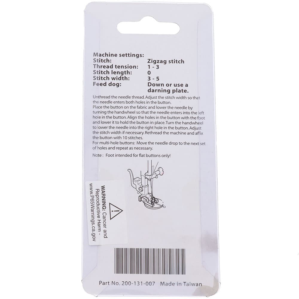 Sew-On Button Foot, 5mm, Janome #200131007 image # 108184