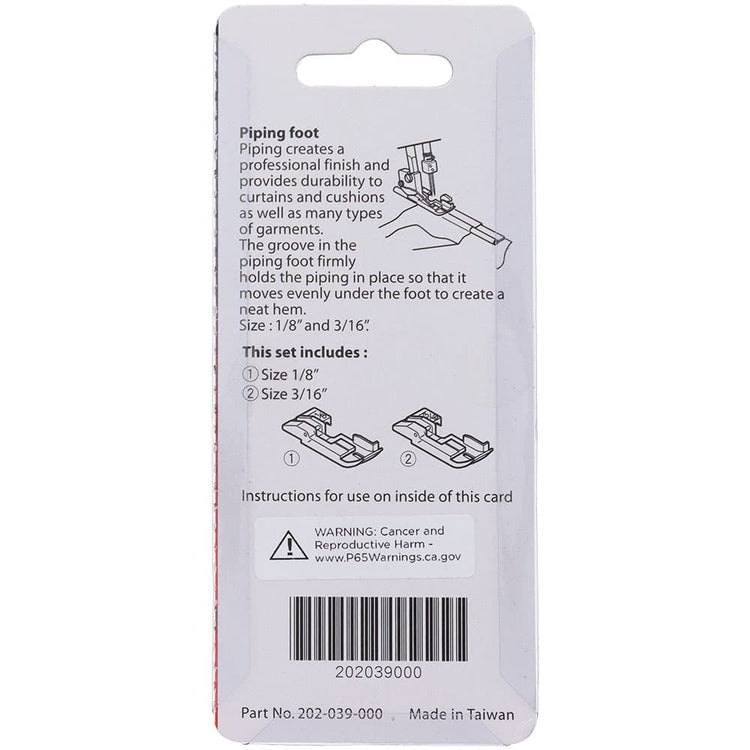 Piping Foot Set (3mm & 5mm), Janome #202039000 image # 108380