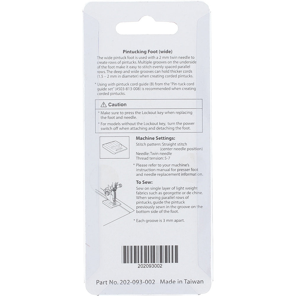 Pintucking Foot (Wide), Janome #202093002 image # 78237