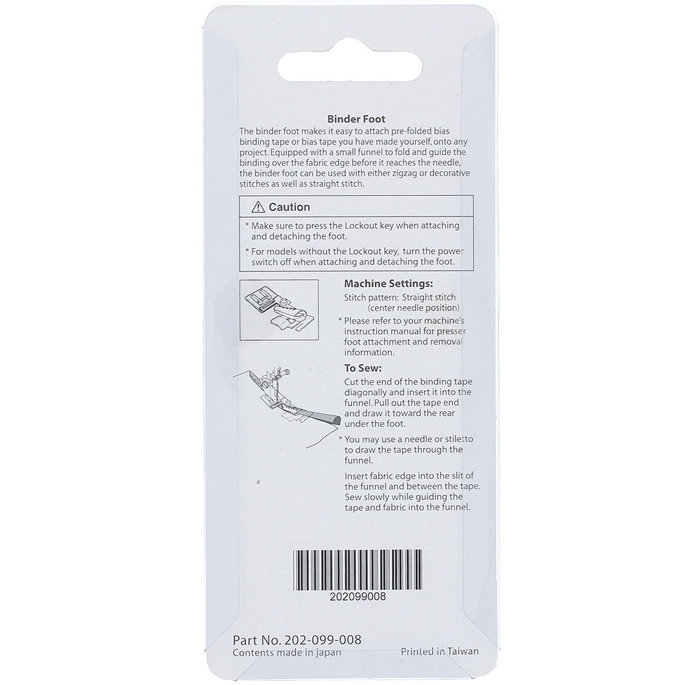 Binder Foot, Janome #202099008 image # 78248