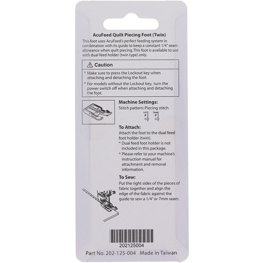 Acufeed Quilt Piecing Foot (Twin), Janome #202125004 image # 78647
