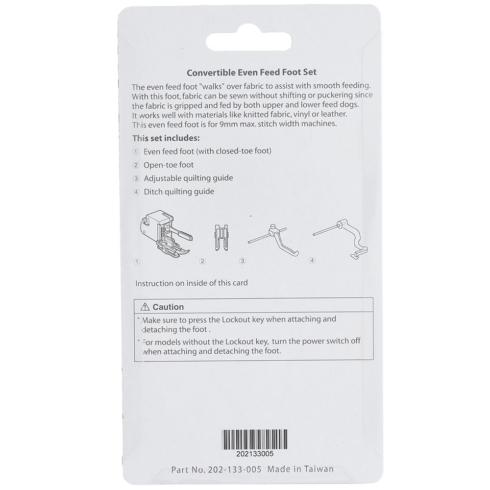 9mm Convertible Even Feed Foot Set, Janome #202133005 image # 78251