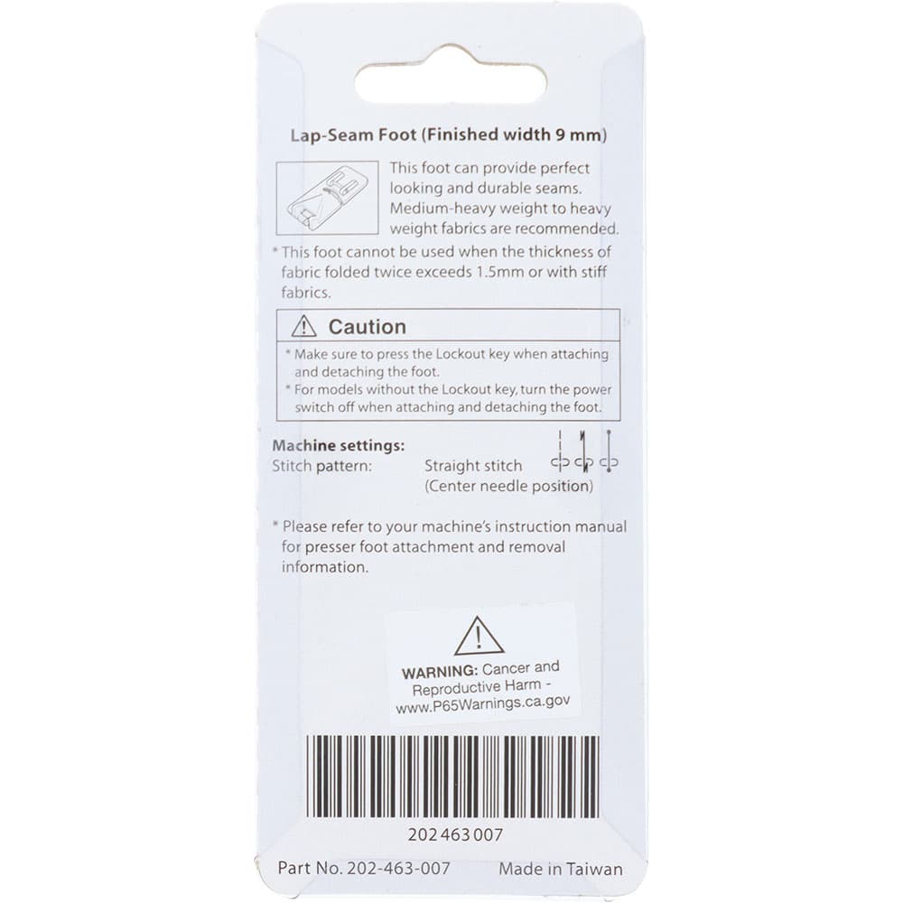 Lap Seam Foot (9mm), Janome #202463007 image # 108411