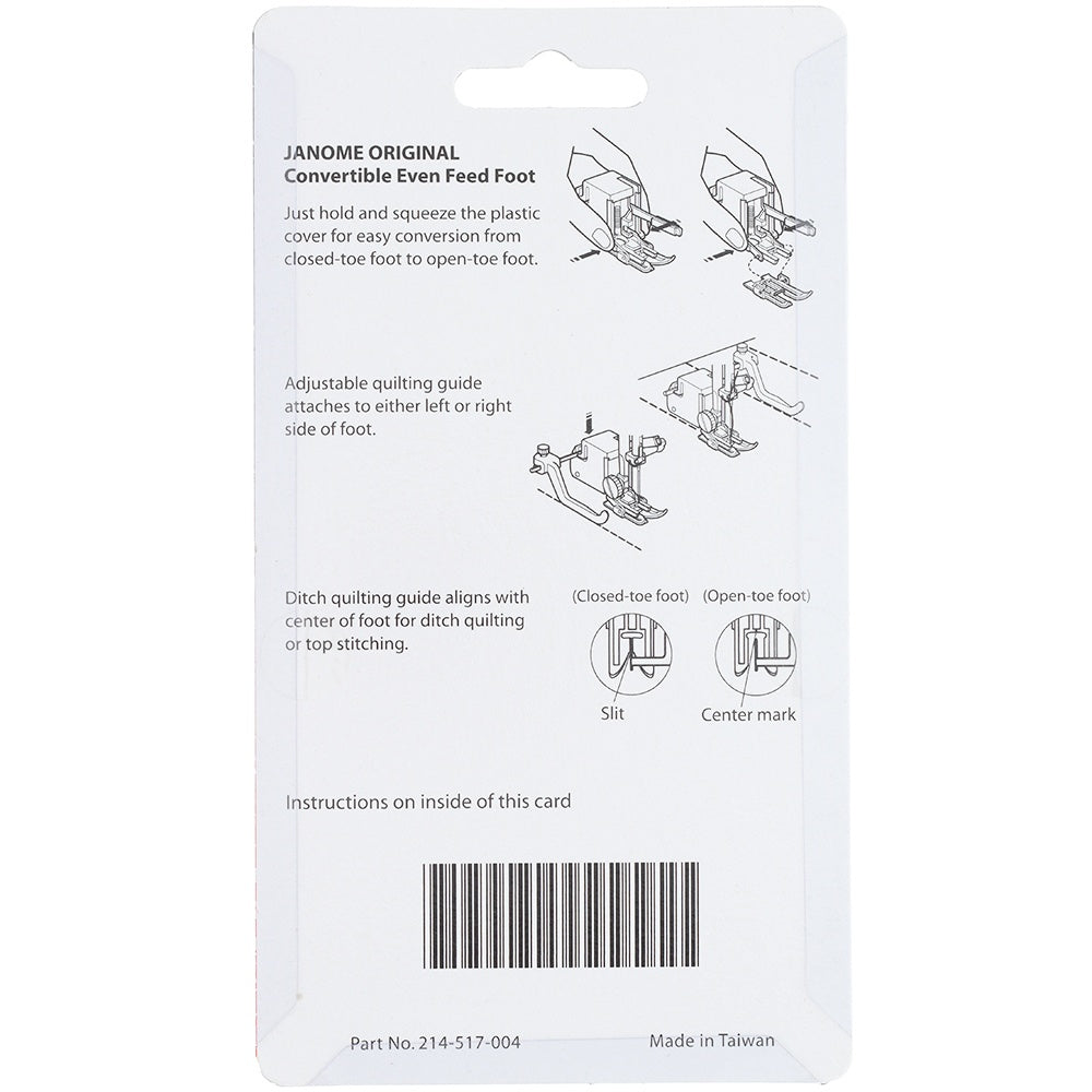 Low Shank Convertible Even Feed Foot Set, Janome #214517004 image # 78519