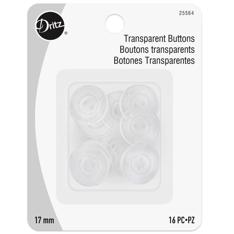 Dritz, Transparent Buttons (16pc) - 17mm image # 106346