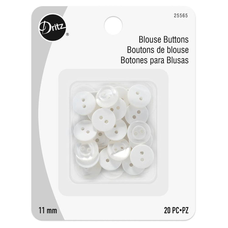 Dritz, White Pearl Blouse Buttons (20pc) - 11mm image # 106349