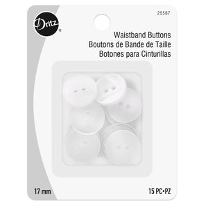 Dritz, White Pearl Waistband Buttons (15pc) - 17mm image # 106359