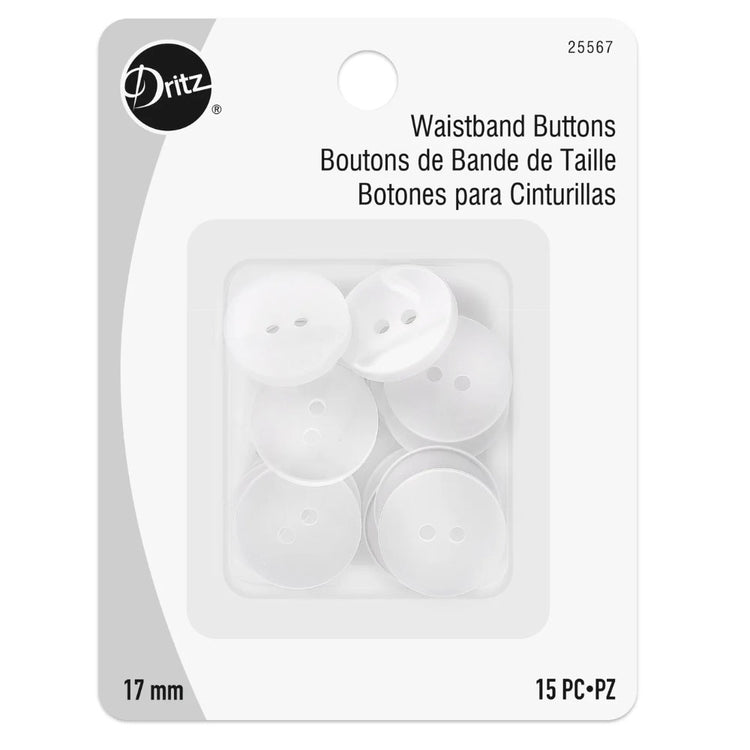 Dritz, White Pearl Waistband Buttons (15pc) - 17mm image # 106359