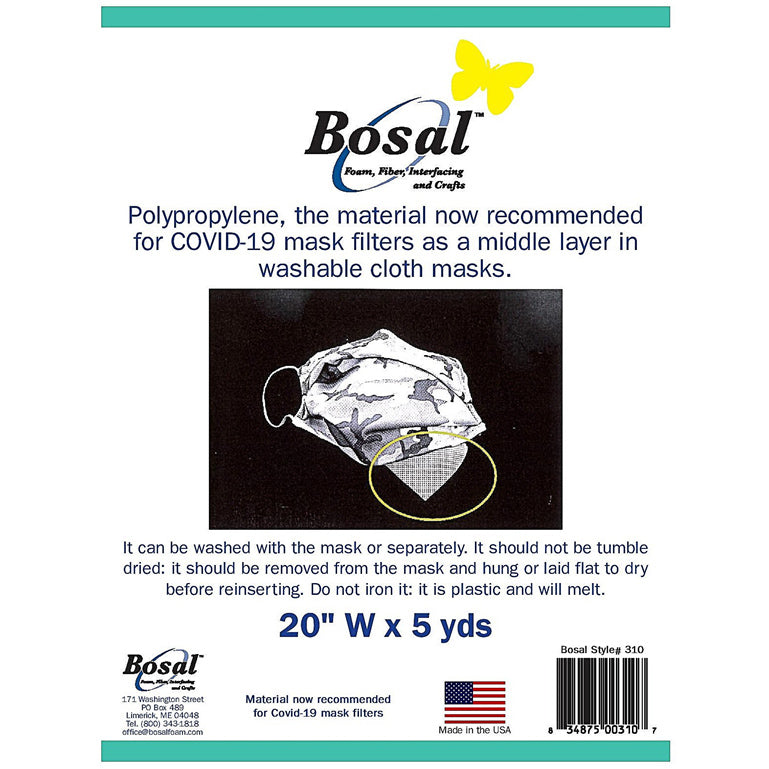 Bosal Polypropylene for Mask Filters (20" x 5yds)