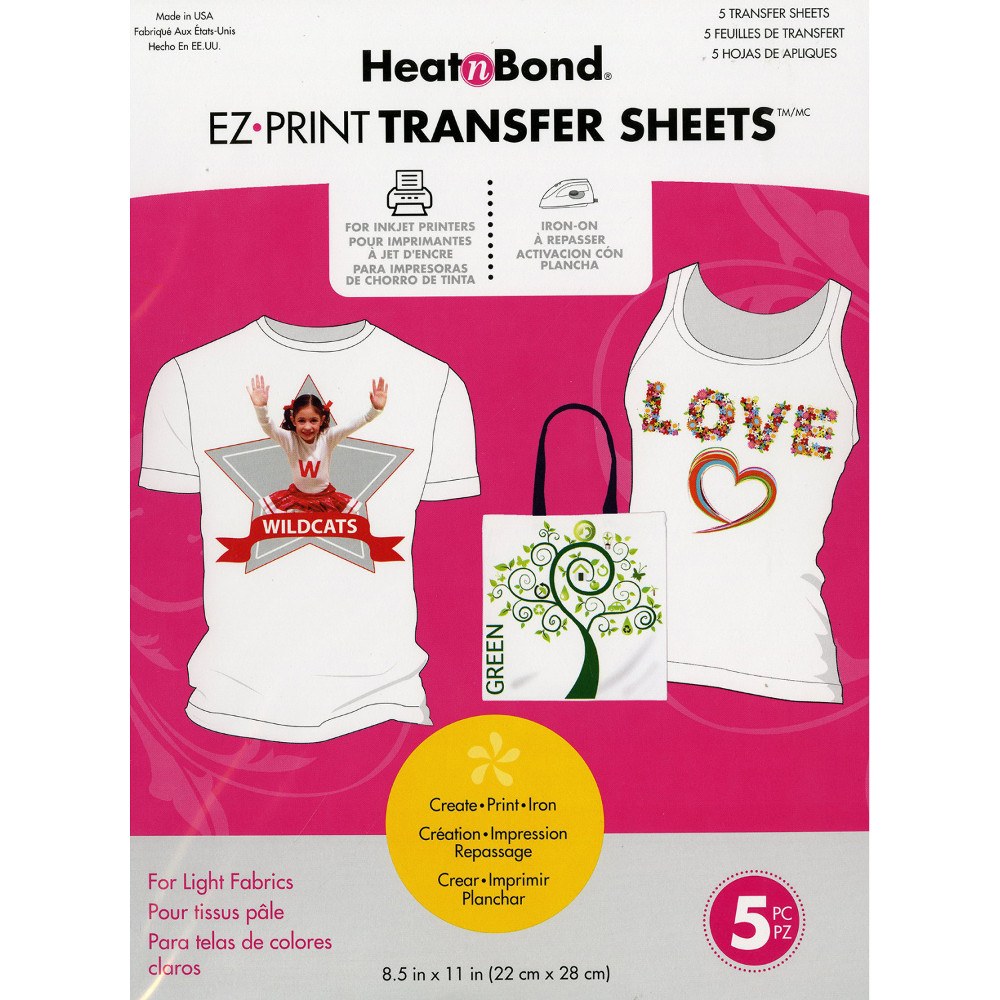 Heat N Bond EZ Print Transfer Sheets (5pk), 8-1/2in by 11in image # 64095