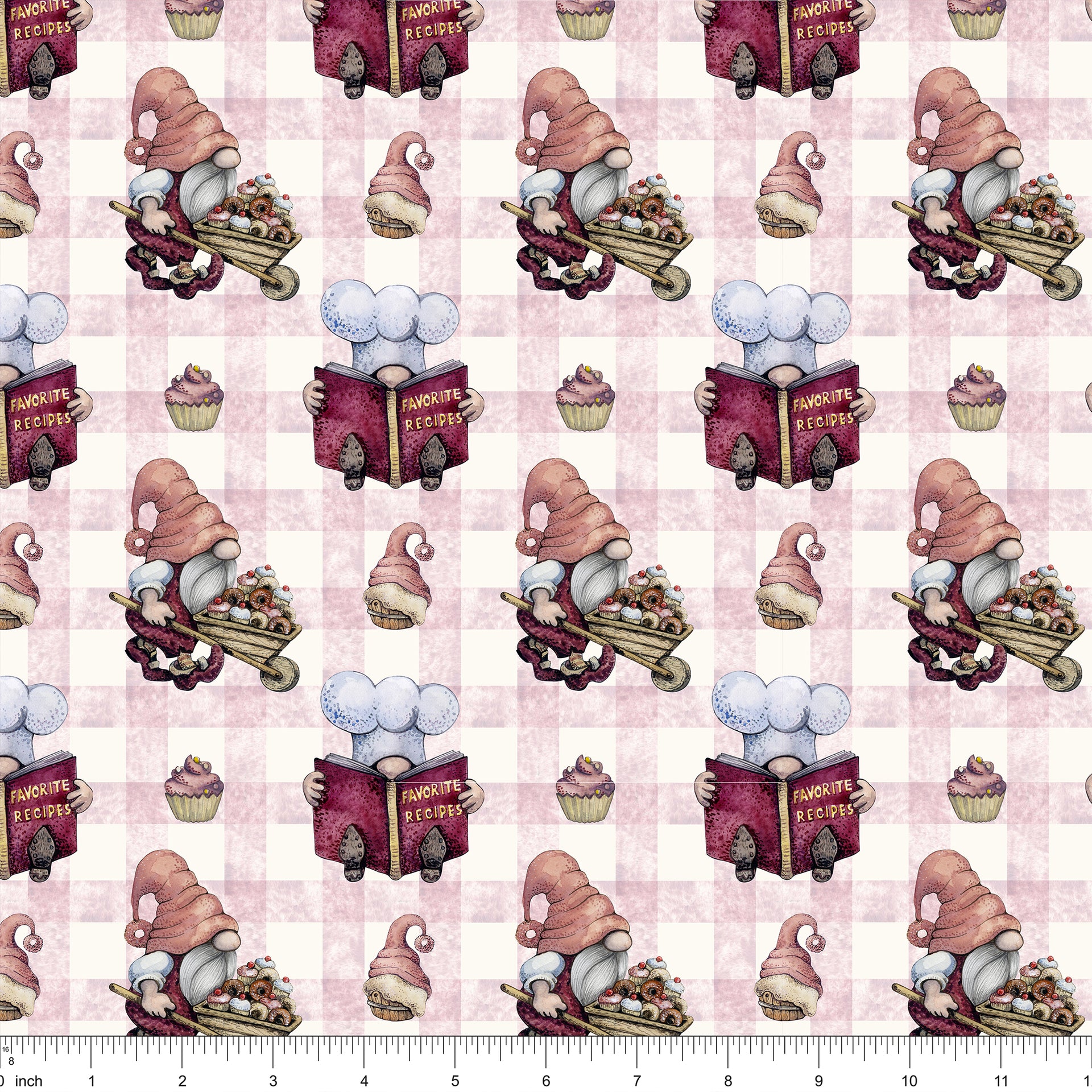 Baker Gnomes on Plaid #3 Fabric