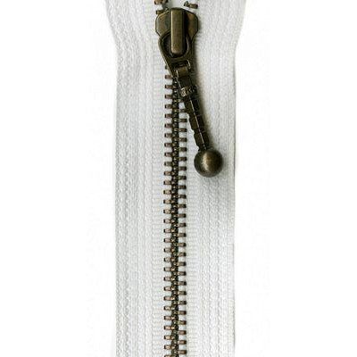 Antique Brass Zipper, YKK #37, White, 4in image # 54925