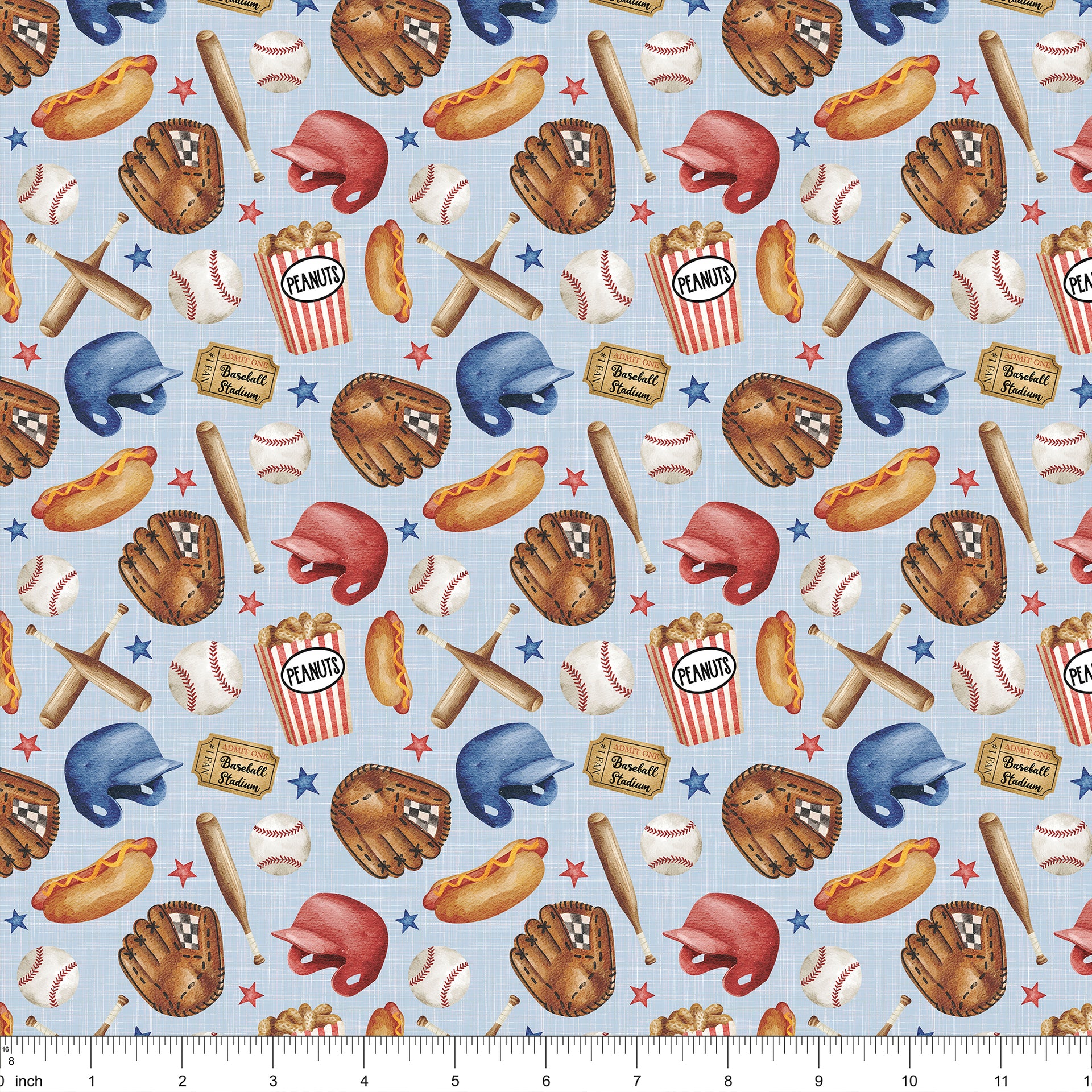 Vintage Baseball Fabric - Blue