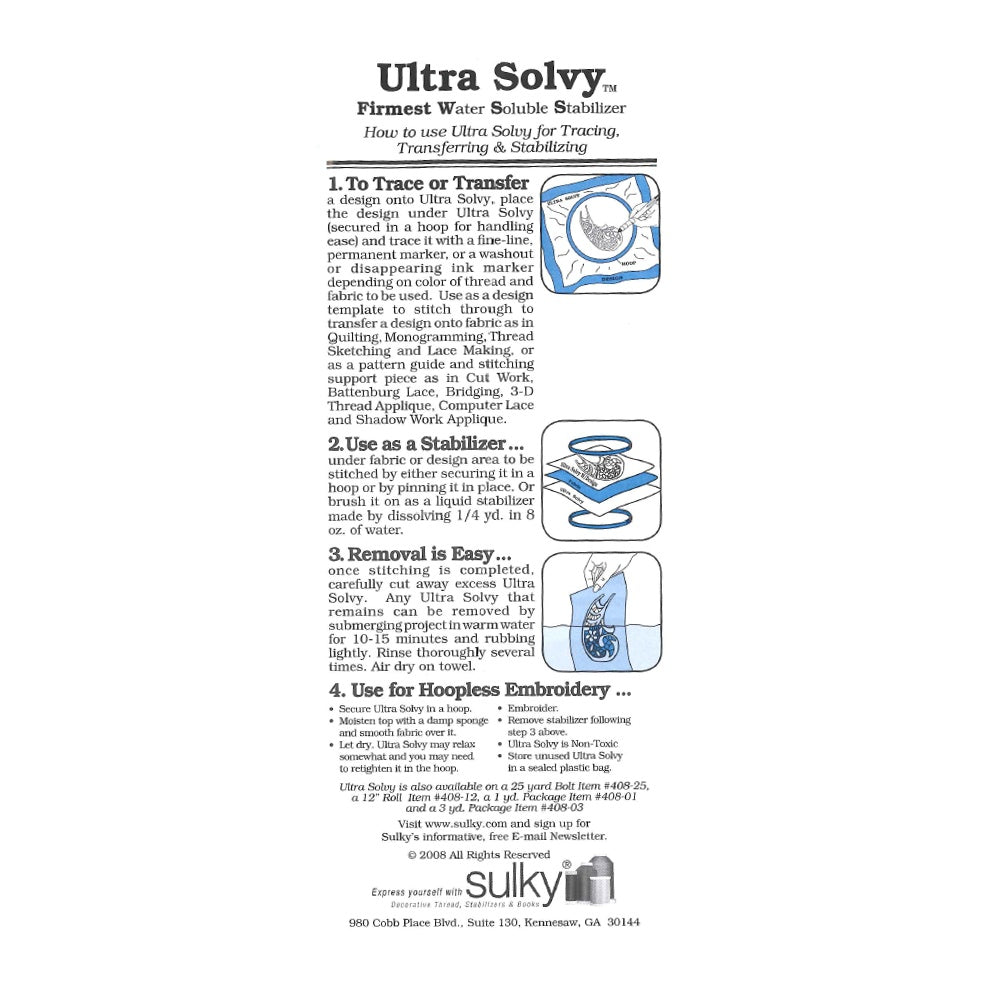 Sulky Ultra Solvy Stabilizer, 8yds x 7-7/8in image # 41177