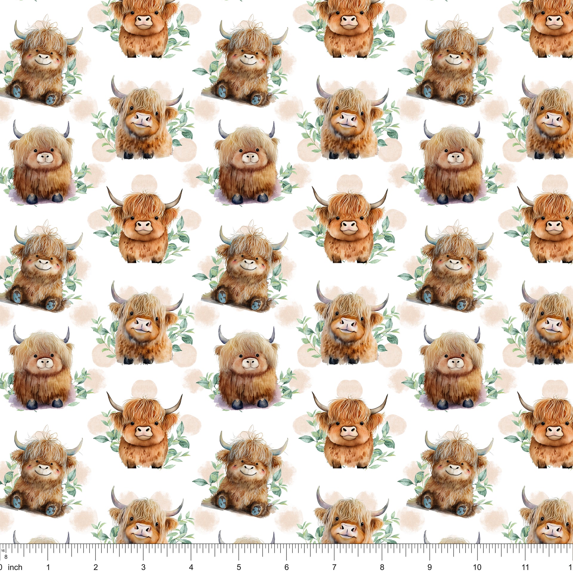 Cute Baby Highland Cows Fabric
