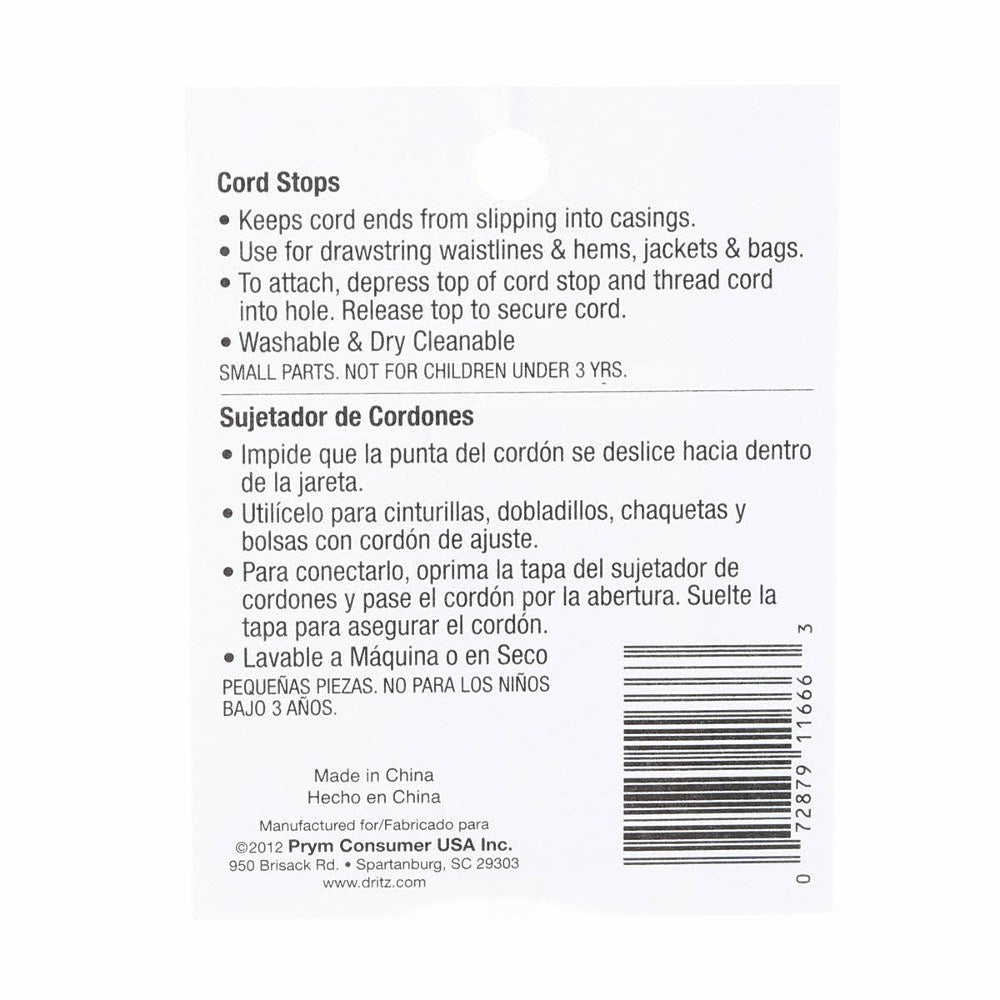 2pk Narrow Cord Stops, Black, Dritz image # 32617