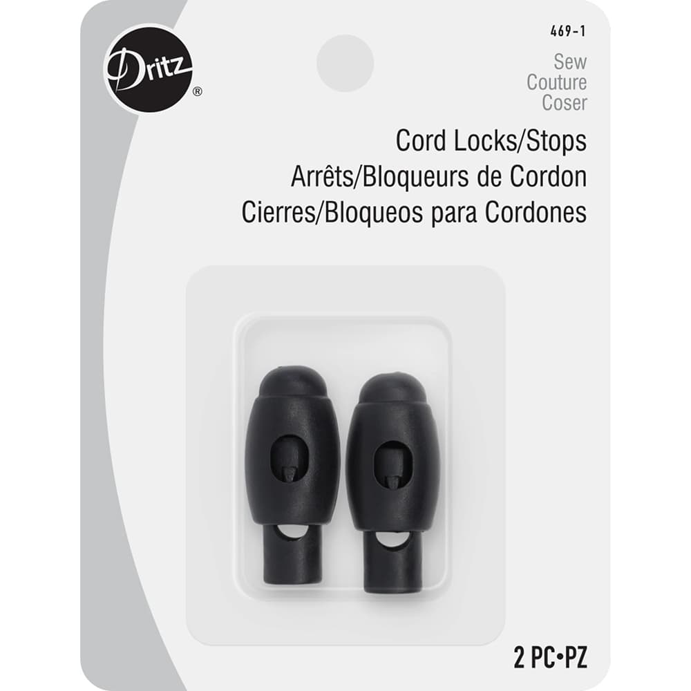 2pk Narrow Cord Stops, Black, Dritz image # 91867