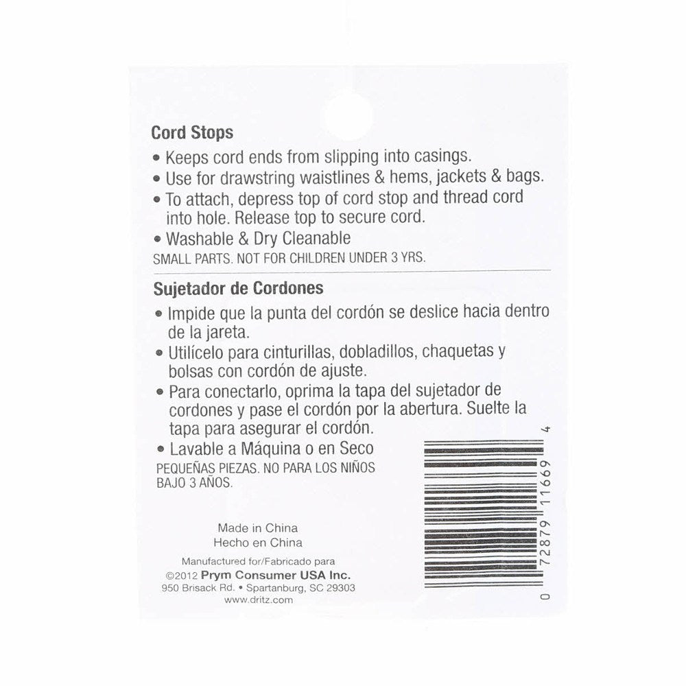 2pk Narrow Cord Stops, White, Dritz image # 32620