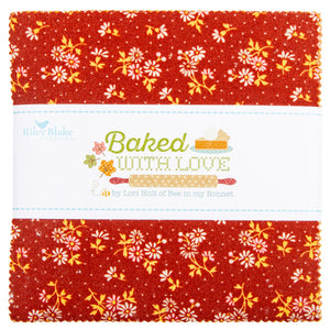 Baked With Love 5" Stacker featuring a red floral print with coordinating product label.