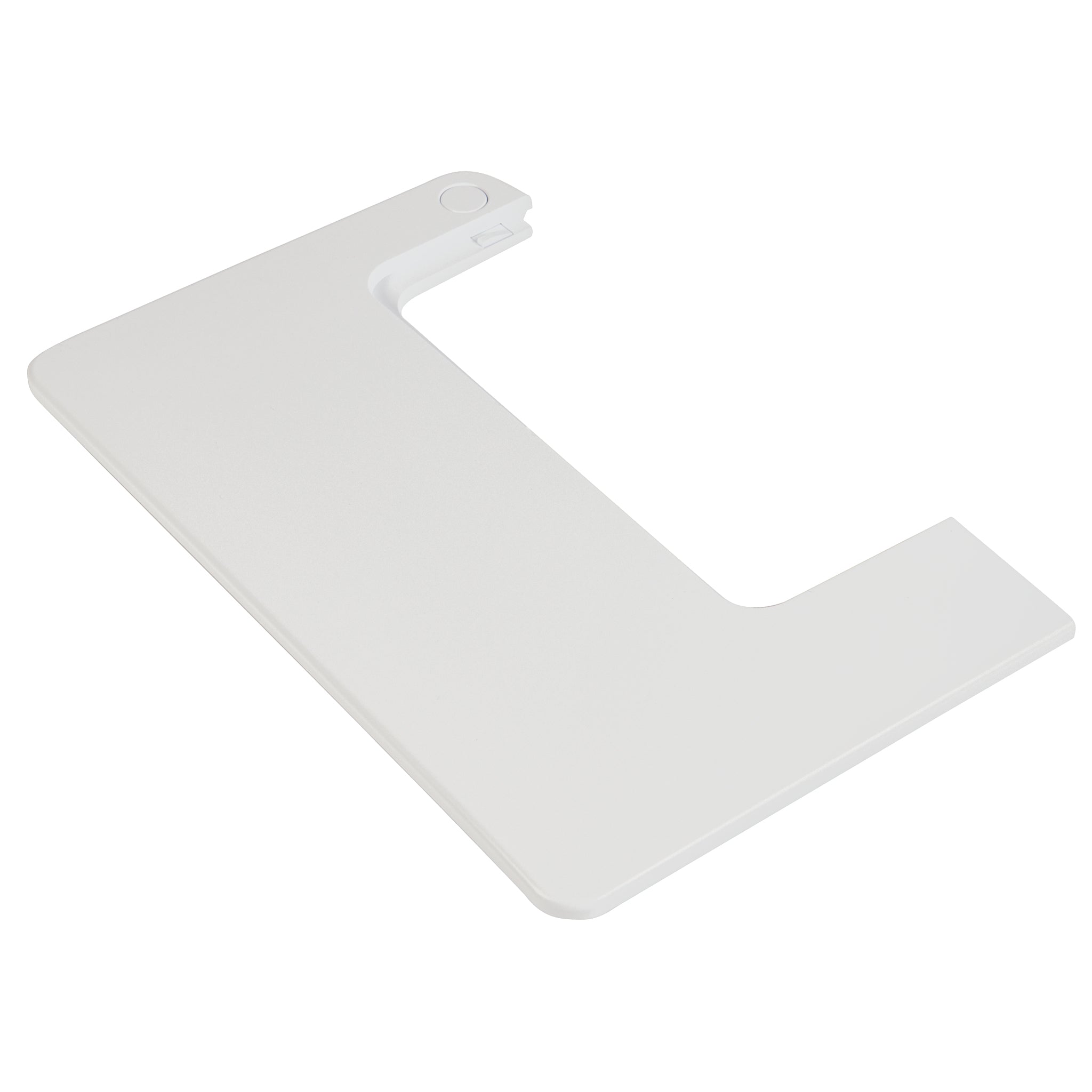 A white plastic extension table.