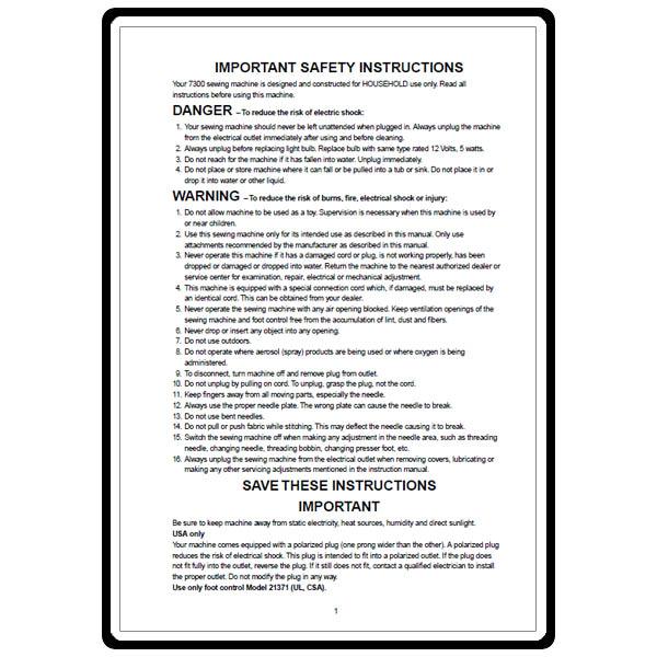 Instruction Manual, Elna 7300 image # 11542