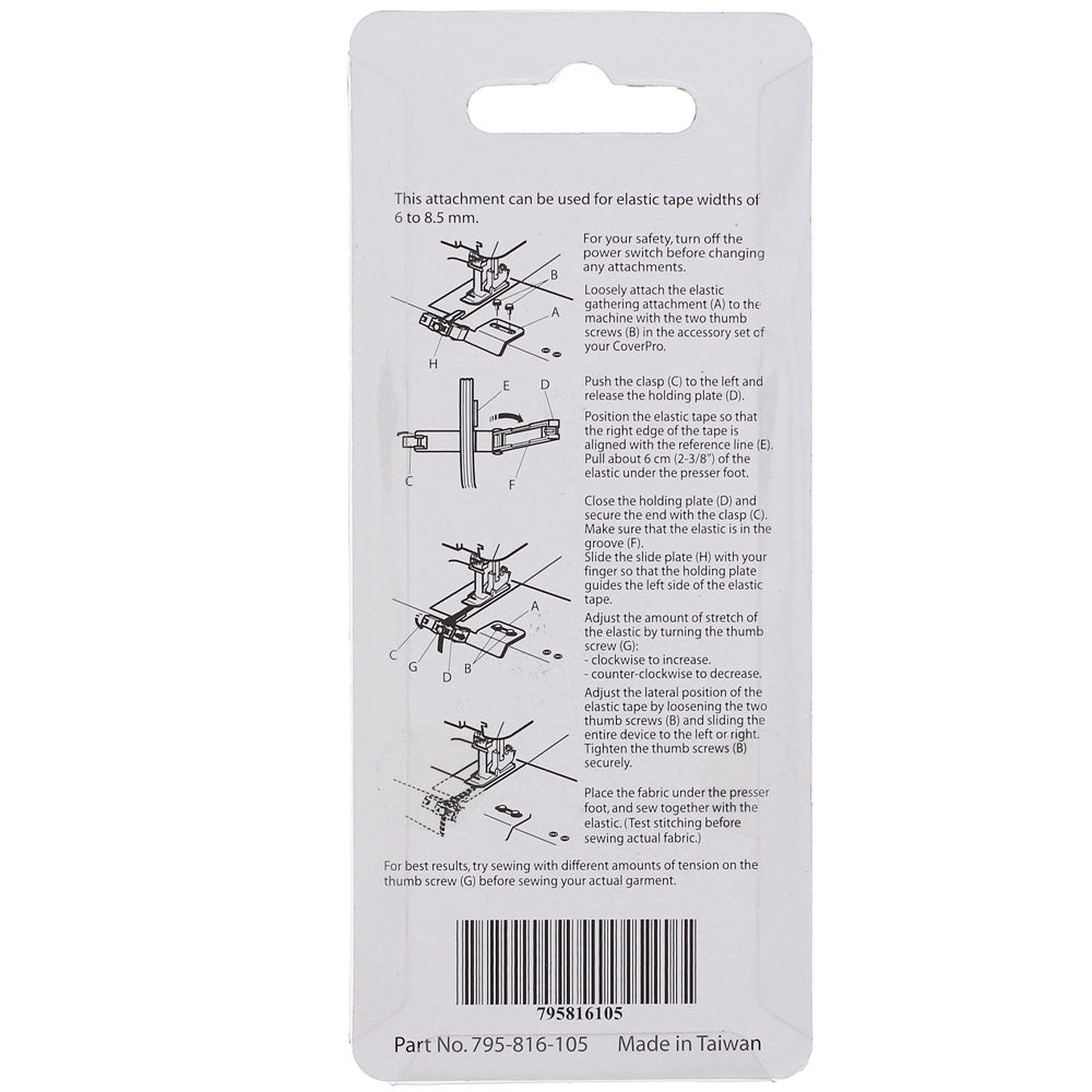 Narrow Elastic Gathering Attachment, Janome #795816105 image # 78105