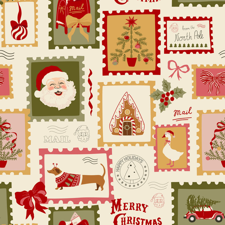 Merry Postmark Fabric Collection - North Pole Post