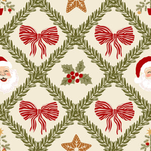 Merry Postmark Fabric Collection - Bow Trellis