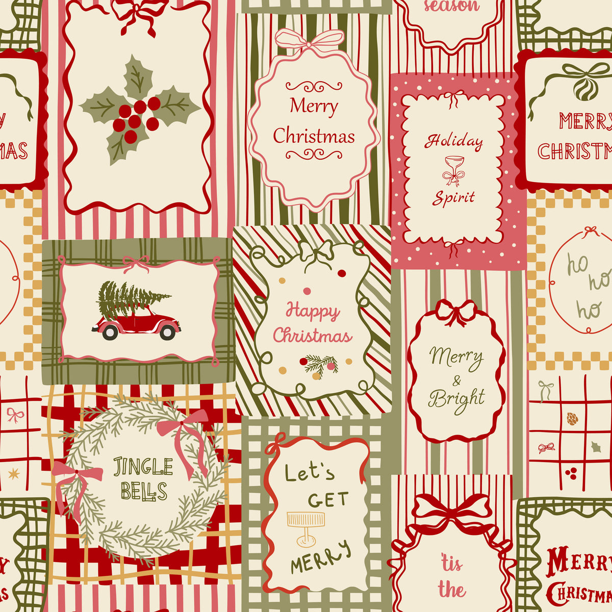 Merry Postmark Fabric Collection - Gift Tags