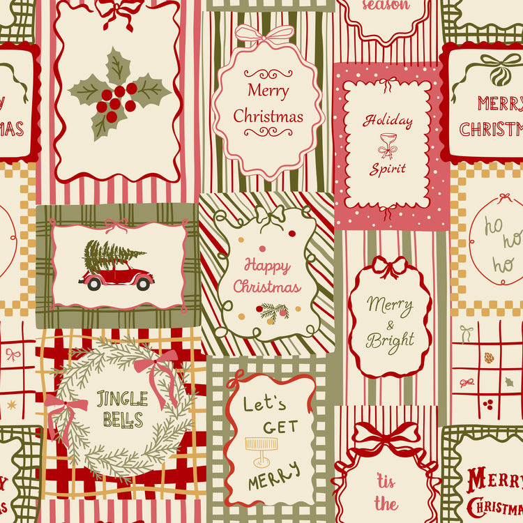 Merry Postmark Fabric Collection - Gift Tags