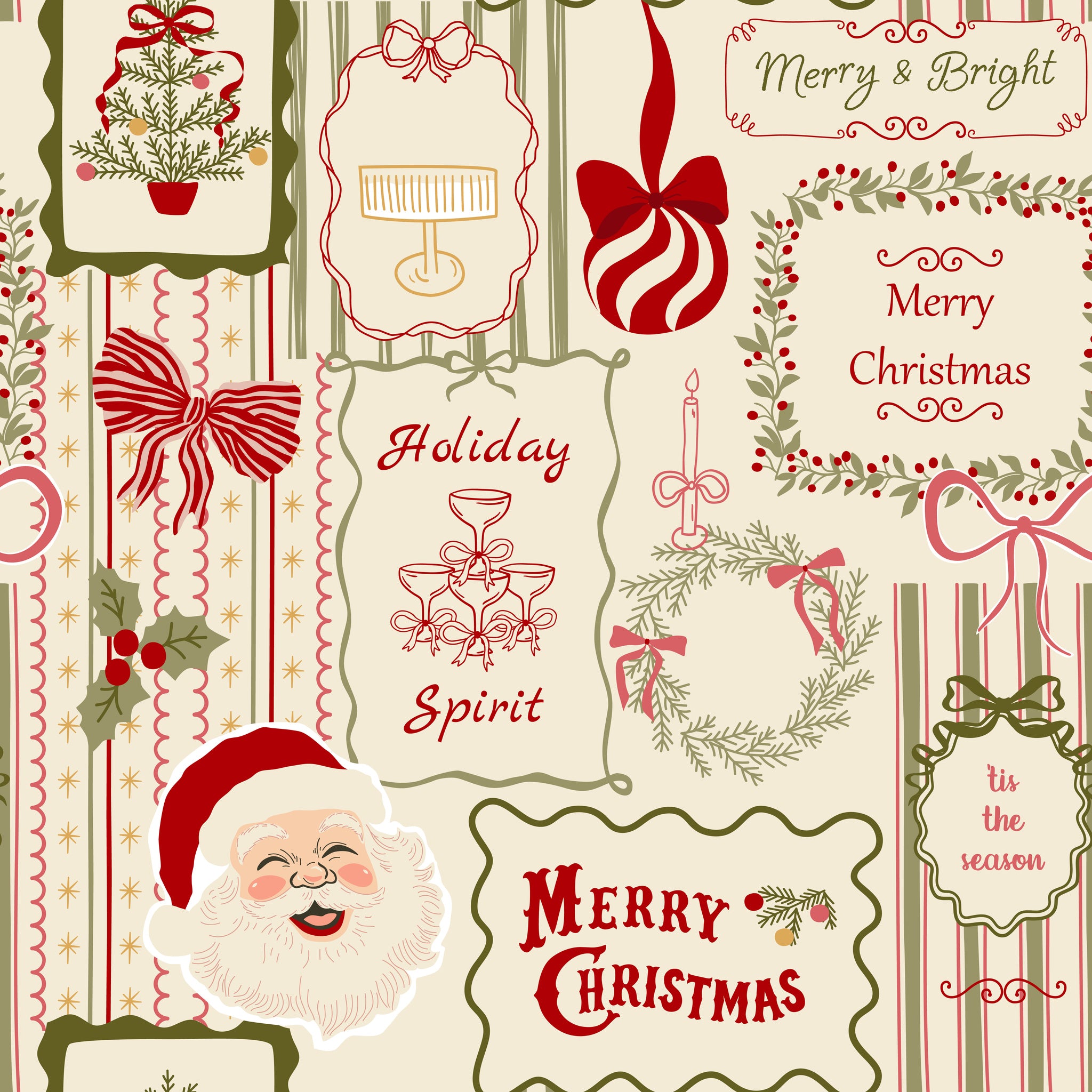 Merry Postmark Fabric Collection - Merry & Bright