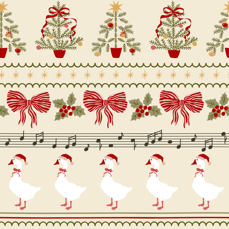 Merry Postmark Fabric Collection - Goose Parade