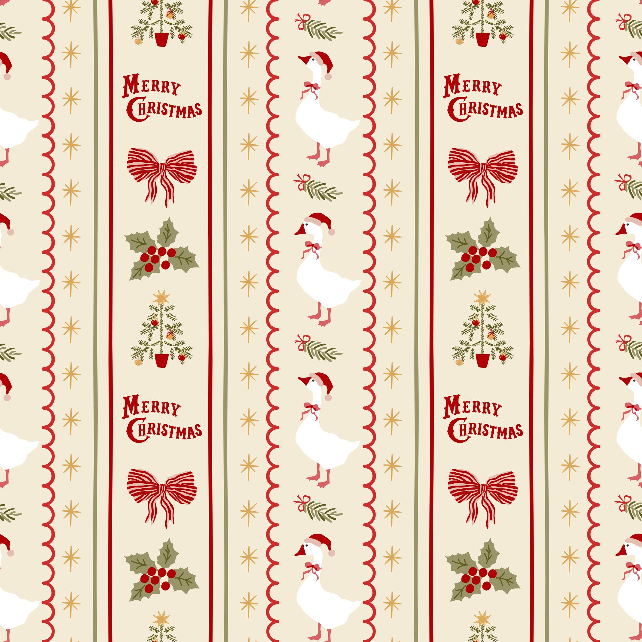 Merry Postmark Fabric Collection - Holiday Stripe