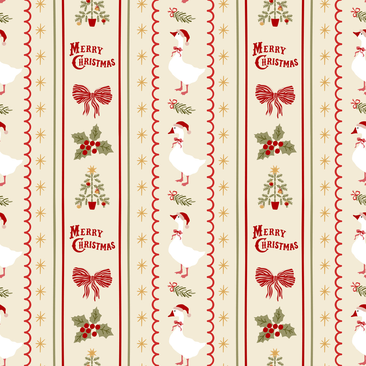 Merry Postmark Fabric Collection - Holiday Stripe