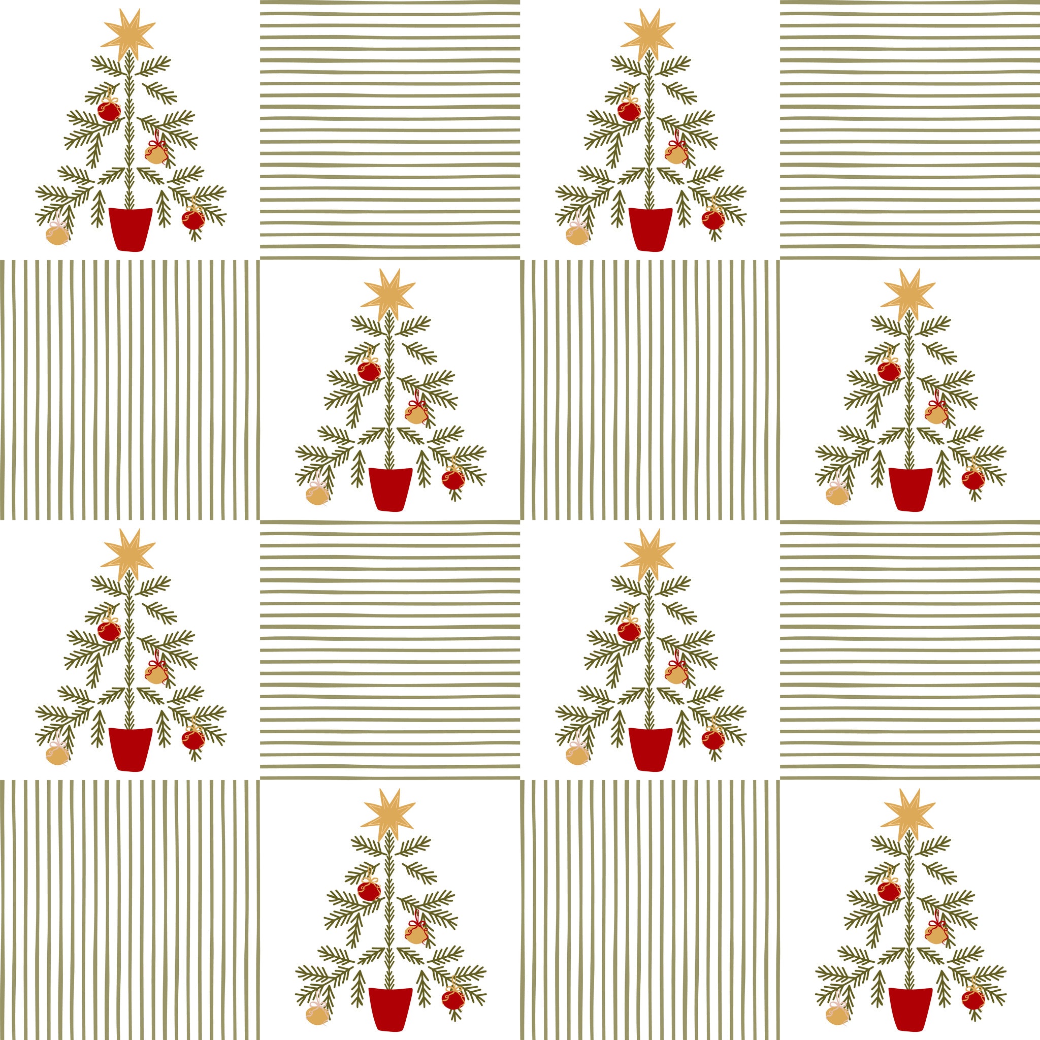 Merry Postmark Fabric Collection - Tree Checks