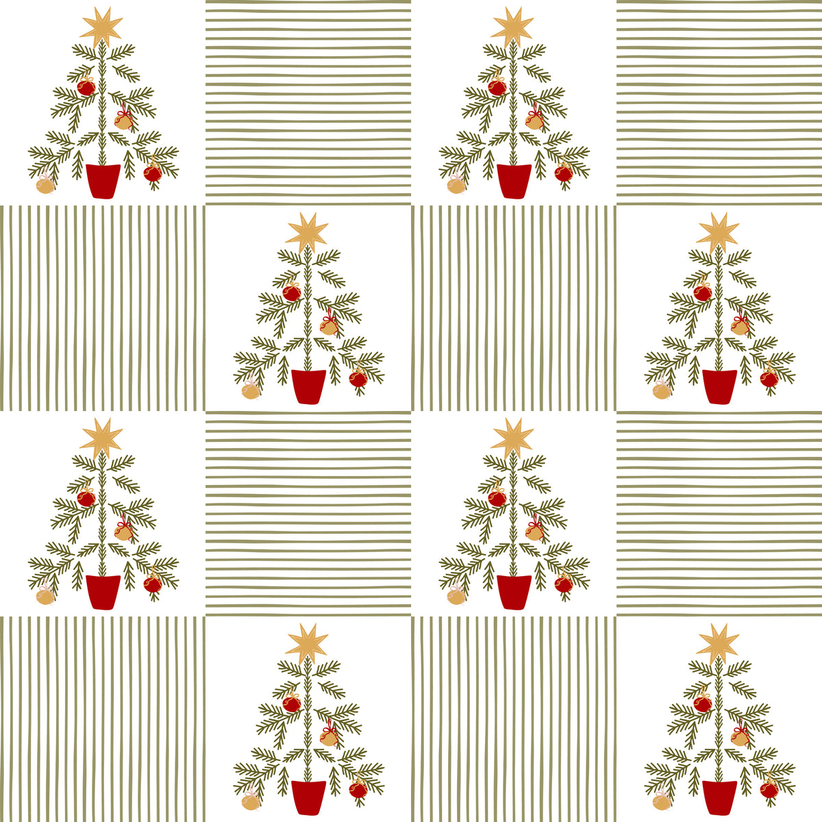 Merry Postmark Fabric Collection - Tree Checks