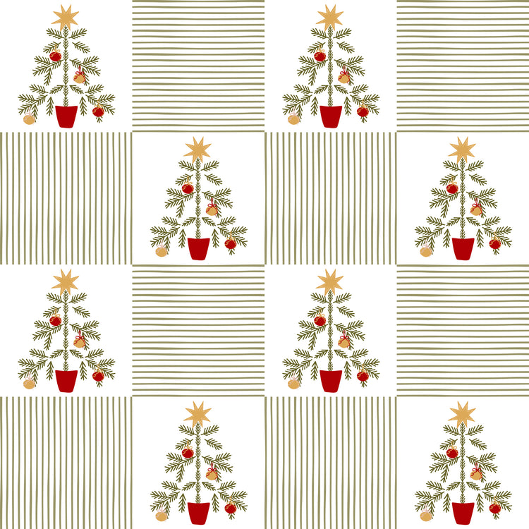 Merry Postmark Fabric Collection - Tree Checks