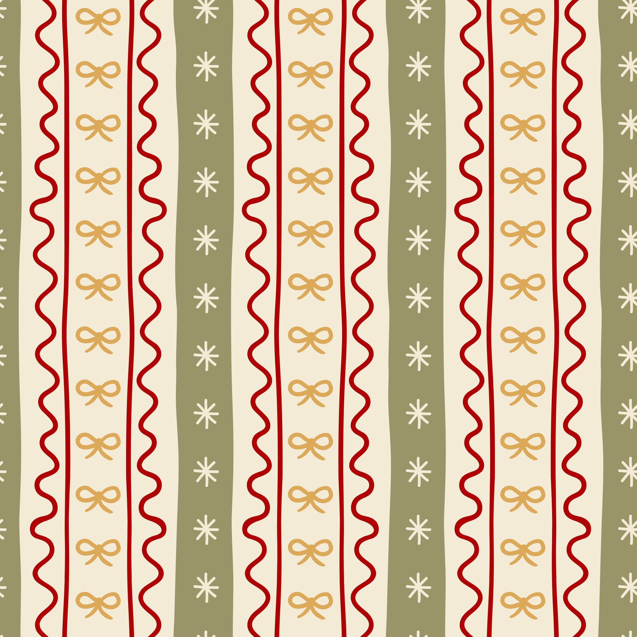 Merry Postmark Fabric Collection - Ric Rac Stripe
