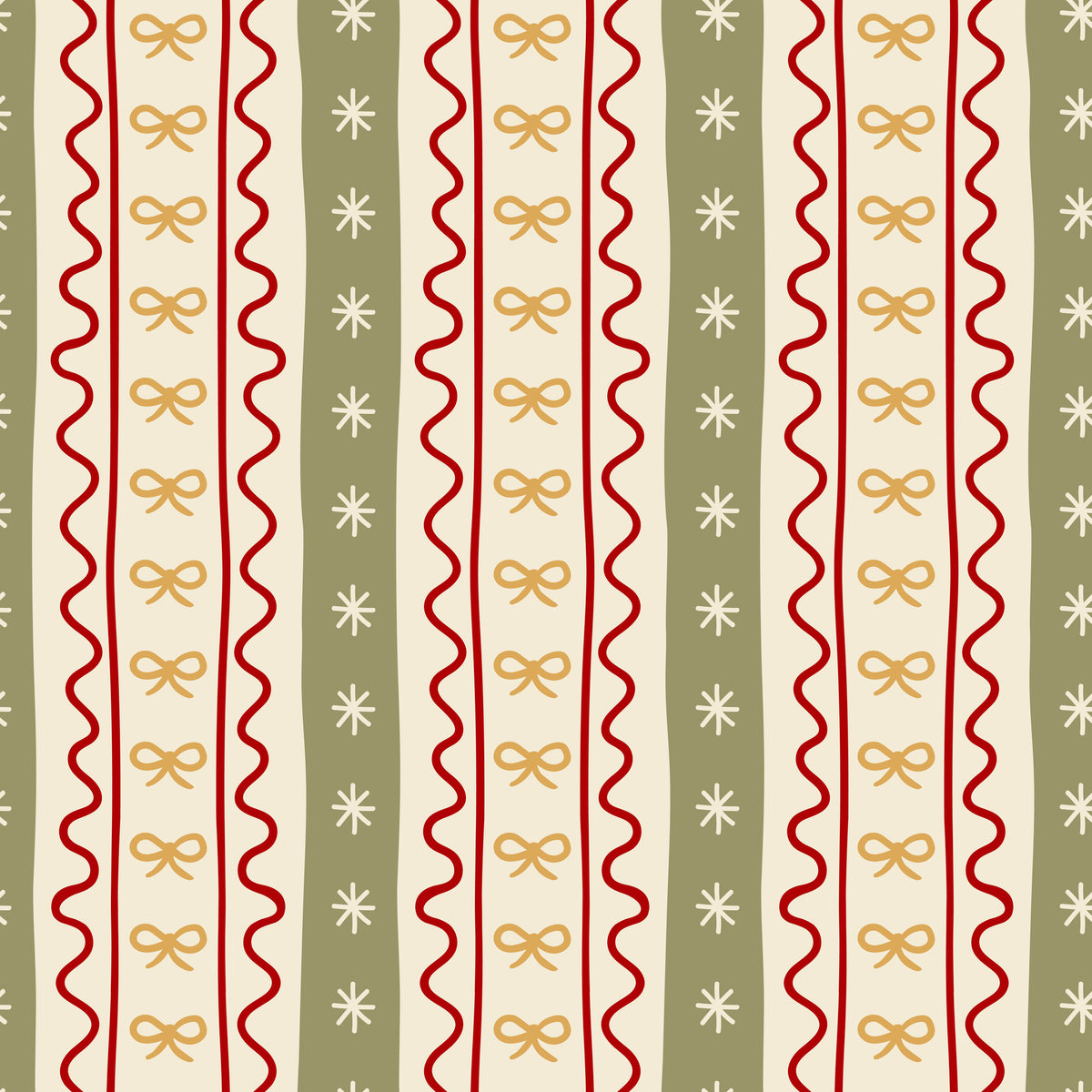 Merry Postmark Fabric Collection - Ric Rac Stripe