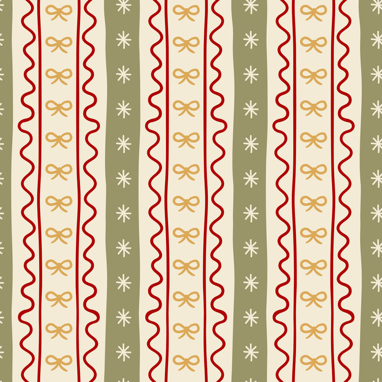 Merry Postmark Fabric Collection - Ric Rac Stripe
