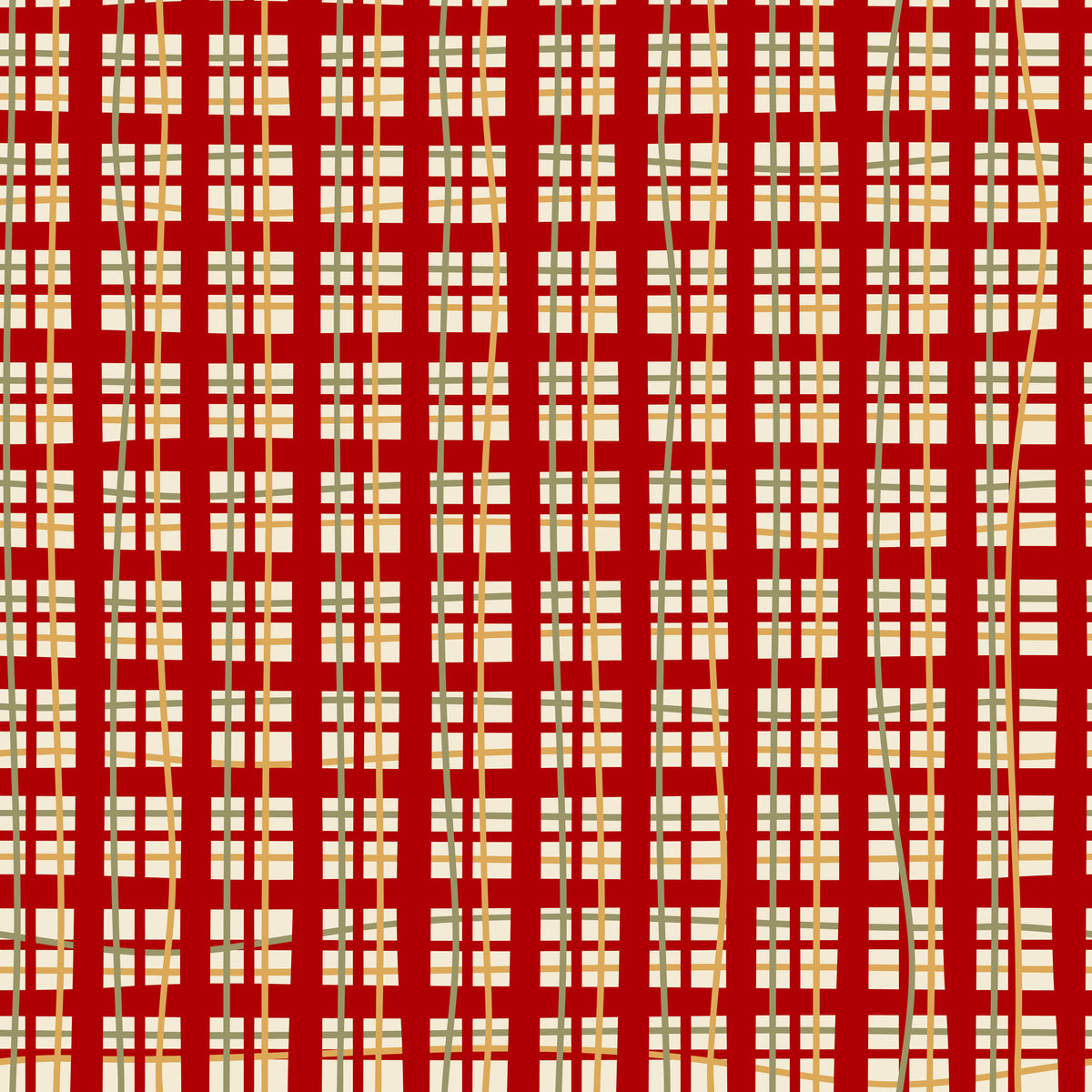 Merry Postmark Fabric Collection - Cranberry Plaid