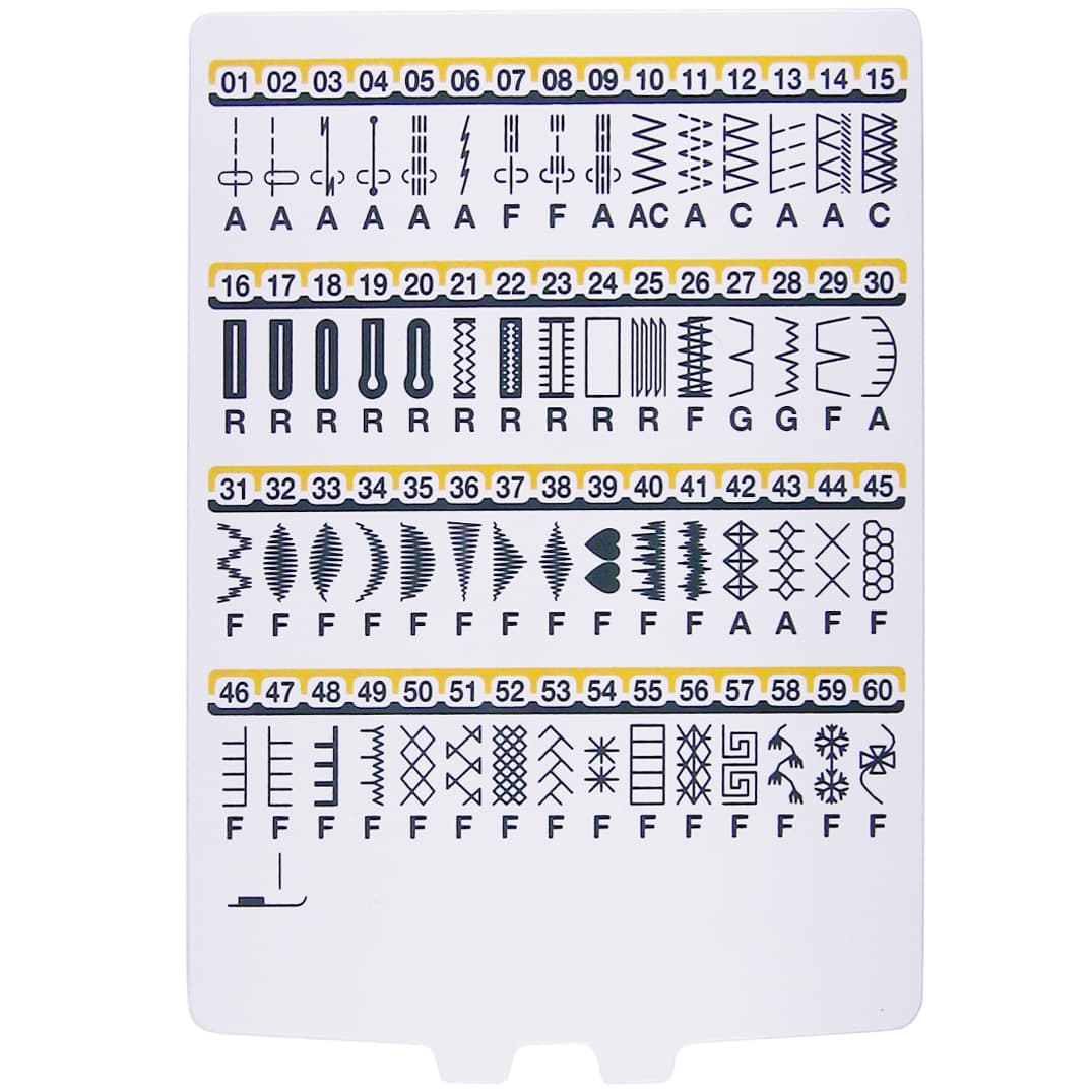 Sewing Machine Stitch Pattern Reference Stitch Reference Chart, Janome #809801309